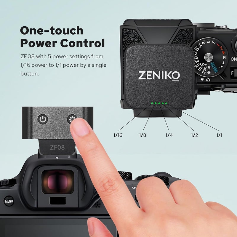 ZENIKO ZF08 Aluminum Mini Flash Speedlite, 440 Full-Power On Camera Flash,CCT 6500K±200K Small Camera Flash for Canon/Fuji/Sony zv1/Sony zve10/Nikon/Panasonic Olympus Pentax/3s Recycle(Black) - Image 3